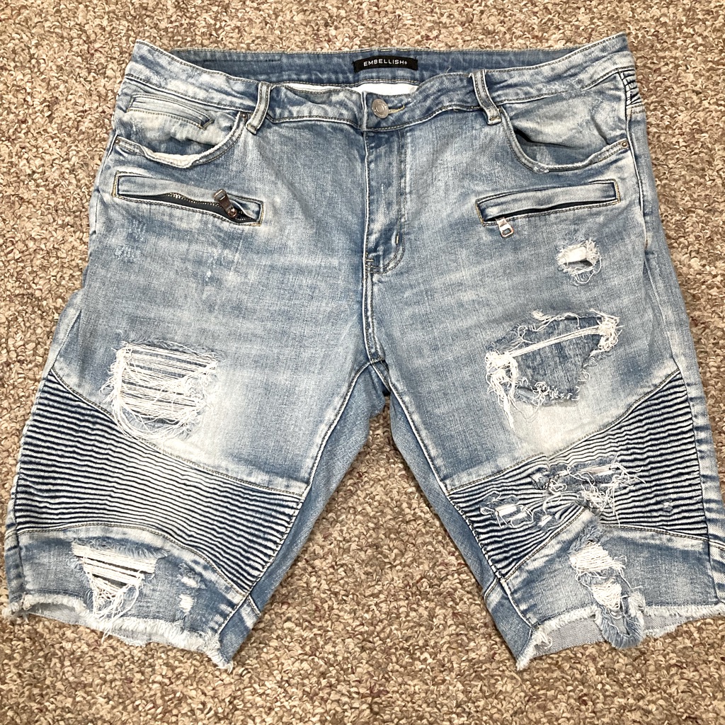 Mens Embellish Brand Denim Shorts 40